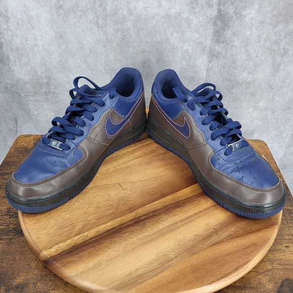 Nike AF1 Air Force 1 Low Sneakers Mens 8 Barkley Blue Brown‎ Shoes 317295-241 main image 4